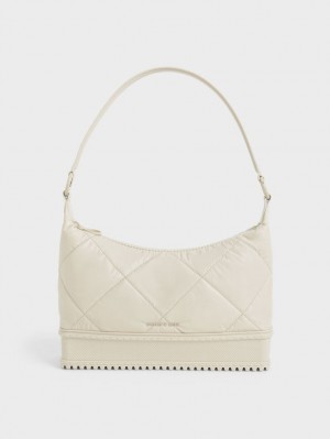 τσάντεσ ώμου Charles And Keith Puffy ασπρα | 03286-DPCK
