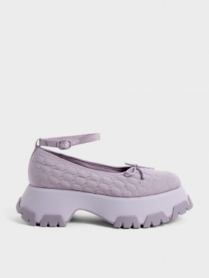 Παπουτσια Μπαλαρινεσ Charles And Keith Recycled Polyester Bow μωβ | 29647-SLXZ