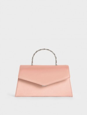 τσάντεσ ώμου Charles And Keith Recycled Polyester Satin Envelope ροζ | 98631-FNHS
