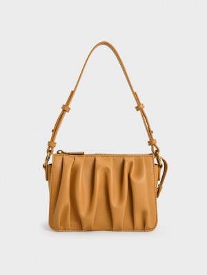 τσάντεσ ώμου Charles And Keith Ruched Bead-Handle πορτοκαλι | 29065-ARGF