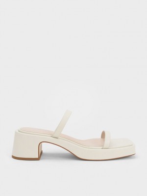 Πεδιλα Πλατφορμεσ Charles And Keith Square-toe ασπρα | 45731-ZTPC