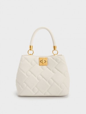 τσαντα χειροσ Charles And Keith Tillie Καπιτονέ Top κρέμα | 96270-PFJE