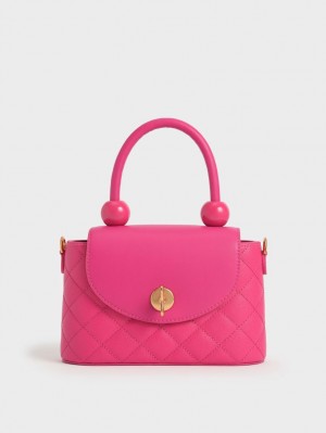 τσάντεσ ώμου Charles And Keith Top Handle Circle φουξια | 84736-ITZV