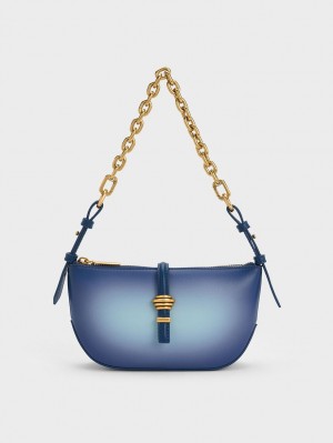τσάντεσ ώμου Charles And Keith Trudy Ombre Belted Geometric σκουρο μπλε | 41768-SUYT
