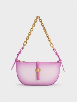 τσάντεσ ώμου Charles And Keith Trudy Ombre Belted Geometric μωβ | 42856-OLWQ