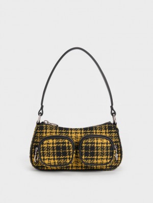 τσάντεσ ώμου Charles And Keith Woven Check-Print Πολύχρωμο | 37908-SHVC