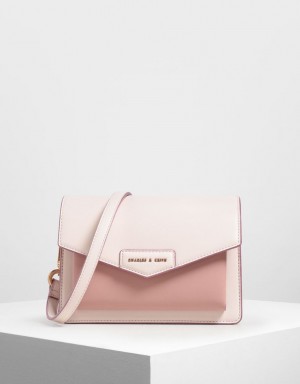τσάντεσ χιαστί Charles And Keith Zaina Envelope ανοιχτο ροζ | 79052-YUVW