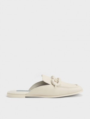 Παπουτσια Μπαλαρινεσ Charles And Keith Χοντρός Chain Loafer ασπρα | 61840-MUYO