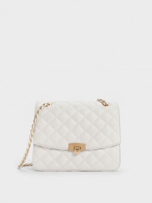 τσάντεσ ώμου Charles And Keith Καπιτονέ Chain λουρακια ασπρα | 72540-IYKF