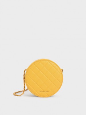 τσάντεσ ώμου Charles And Keith Καπιτονέ Circle κίτρινα | 81405-DUIX