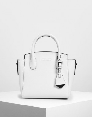 τσαντα χειροσ Charles And Keith κλασικα Double Top ασπρα | 89210-MEPN