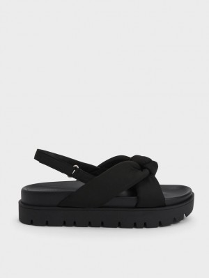 Πεδιλα Πλατφορμεσ Charles And Keith νάιλον Knotted μαυρα | 16074-NXKL