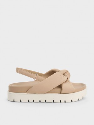 Πεδιλα Πλατφορμεσ Charles And Keith νάιλον Knotted Μπεζ | 95248-CWGJ