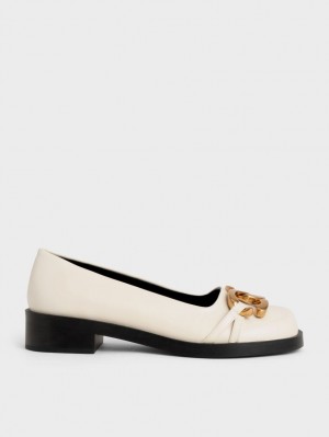 Παπουτσια Μπαλαρινεσ Charles And Keith Χοντρός Metallic Accent ασπρα | 21087-ZWAT