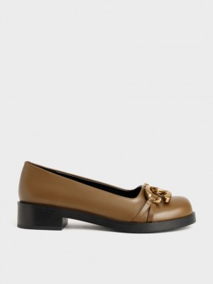 Παπουτσια Μπαλαρινεσ Charles And Keith Χοντρός Metallic Accent Ελιά | 75382-HXDY