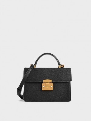 τσαντα χειροσ Charles And Keith κλασικα Push-Lock Top μαυρα | 81527-BREW