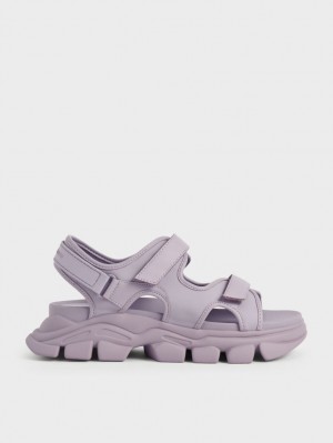Πεδιλα Πλατφορμεσ Charles And Keith Χοντρός Sports μωβ | 42890-QIKR
