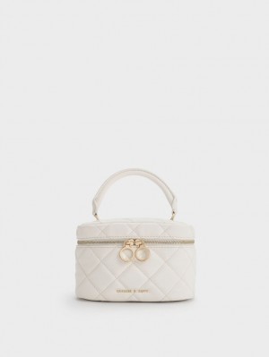 μίνι τσάντες Charles And Keith Καπιτονέ Two-Way Zip ασπρα | 29874-GLOR