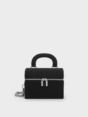 τσάντεσ χιαστί Charles And Keith Με Επένδυση Handle Textured μαυρα | 54071-WSPX