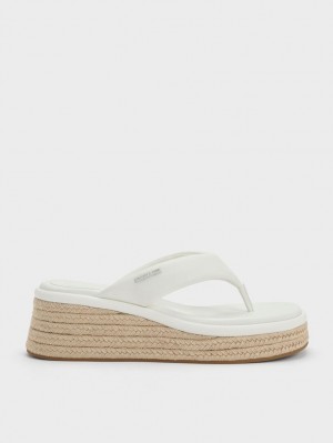 παπουτσια πλατφορμα Charles And Keith εσπαντριγιεσ Στρινγκ ασπρα | 24983-SXLH