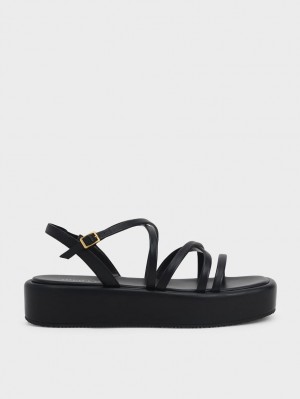 Πεδιλα Πλατφορμεσ Charles And Keith strappy Με Επένδυση μαυρα | 04692-OUAD