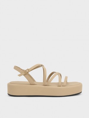 Πεδιλα Πλατφορμεσ Charles And Keith strappy Με Επένδυση Μπεζ | 31284-WKCA