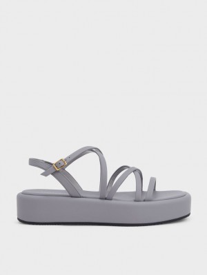Πεδιλα Πλατφορμεσ Charles And Keith strappy Με Επένδυση γκρι | 32857-OTEW