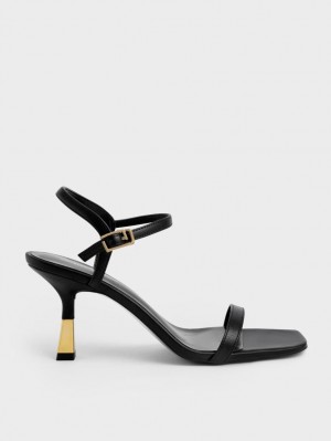 σανδαλια με τακουνι Charles And Keith Ankle-λουρακια μαυρα | 38641-XTEJ