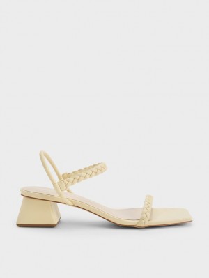Σανδάλια Με Λουριά Charles And Keith Braided Back κίτρινα | 68430-TVZR