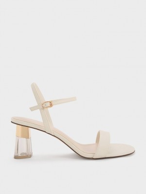 σανδαλια με τακουνι Charles And Keith Clear Trapeze ασπρα | 59160-MXQH