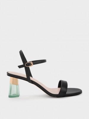 σανδαλια με τακουνι Charles And Keith Clear Trapeze μαυρα | 87196-TPSQ