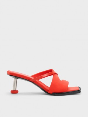 σανδαλια με τακουνι Charles And Keith Crossover Sculptural κοκκινα | 70468-RGVP