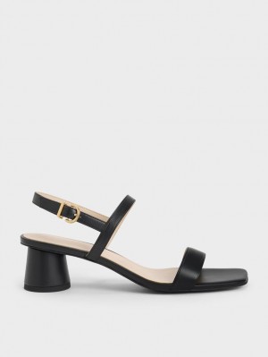 Σανδάλια Με Λουριά Charles And Keith Cylindrical Heel Back μαυρα | 92581-QWXT