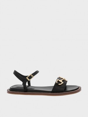 Σανδάλια Με Λουριά Charles And Keith Horsebit Back μαυρα | 27358-AUSR