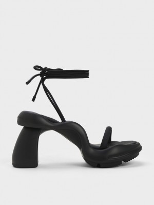σανδαλια με τακουνι Charles And Keith Leila Tie-Around Sculptural μαυρα | 24513-OLKP