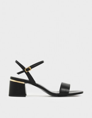 σανδαλια με τακουνι Charles And Keith Open toe Ankle λουρακια Block μαυρα | 41790-DZYF