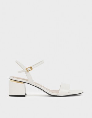 σανδαλια με τακουνι Charles And Keith Open toe Ankle λουρακια Block ασπρα | 05768-RGQB