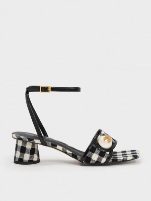 σανδαλια με τακουνι Charles And Keith Pearl-Embellished Gingham Πολύχρωμο | 23084-GVSA