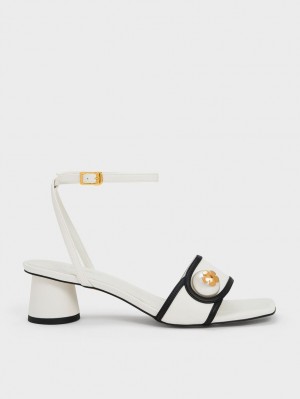 σανδαλια με τακουνι Charles And Keith Pearl-Embellished ασπρα | 38106-UDZG