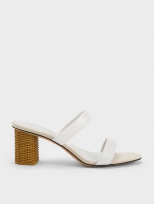 σανδαλια με τακουνι Charles And Keith Rattan Block ασπρα | 05218-XBFH