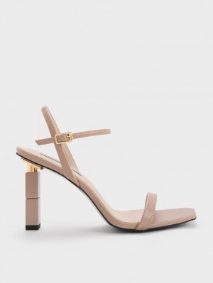 σανδαλια με τακουνι Charles And Keith Sculptural Μπεζ | 97286-JHIR