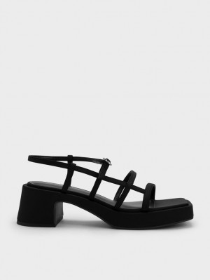 Σανδάλια Με Λουριά Charles And Keith Selene Flower-πόρπης μαυρα | 06153-FVWO