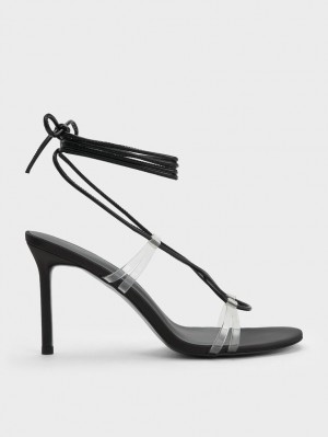 σανδαλια με τακουνι Charles And Keith Tie-Around μαυρα | 02734-BWCZ