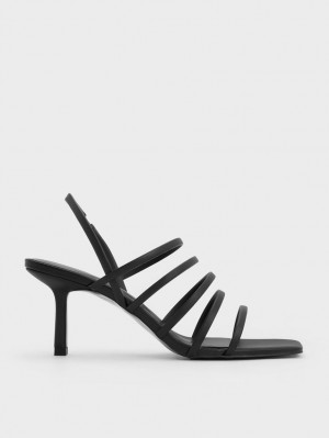 σανδαλια με τακουνι Charles And Keith strappy Blade μαυρα | 78963-CBZG