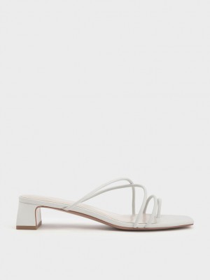 σανδαλια με τακουνι Charles And Keith strappy toe Ring ασπρα | 06498-QCRV