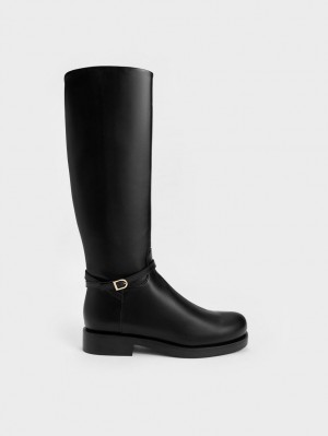μποτεσ μεχρι το γονατο Charles And Keith Belted μαυρα | 64238-ZWOB
