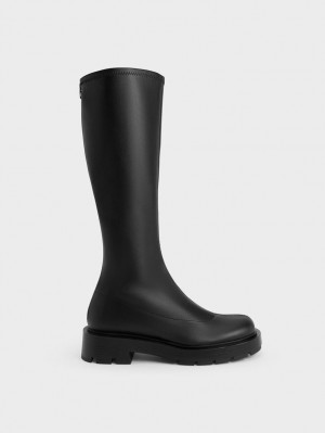μποτεσ μεχρι το γονατο Charles And Keith Block Heel μαυρα | 64309-DRQC