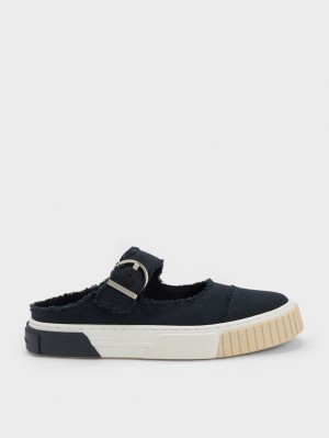 Αθλητικα Παπουτσια χωρισ Κορδονια Charles And Keith Denim Buckled σκούρο μπλε | 52014-JFMT