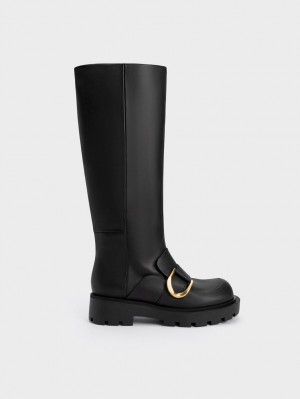 μποτεσ μεχρι το γονατο Charles And Keith Gabine Loafer μαυρα | 79802-XKPR