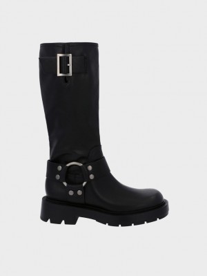μποτεσ μεχρι το γονατο Charles And Keith Metallic Buckled μαυρα | 85370-OUHJ
